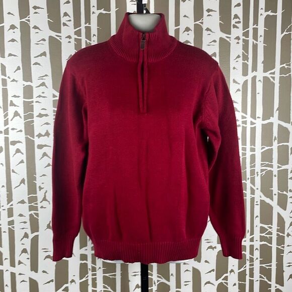 Oscar De La Renta Maroon Burgundy Zip Mock Neck Sweater M - Picture 3 of 7